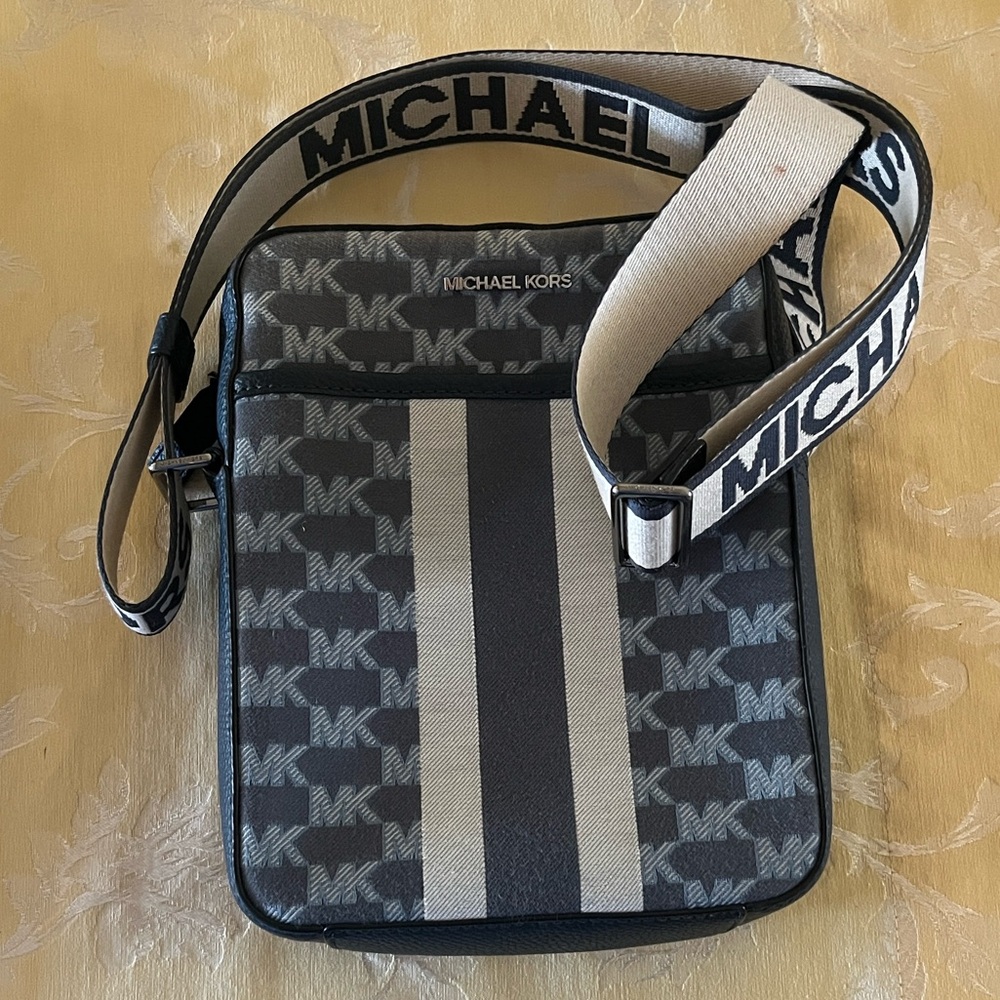 Michael Kors Navy and Gray Men's Messenger Bag 10” X 8” X2.5” New Without Tag